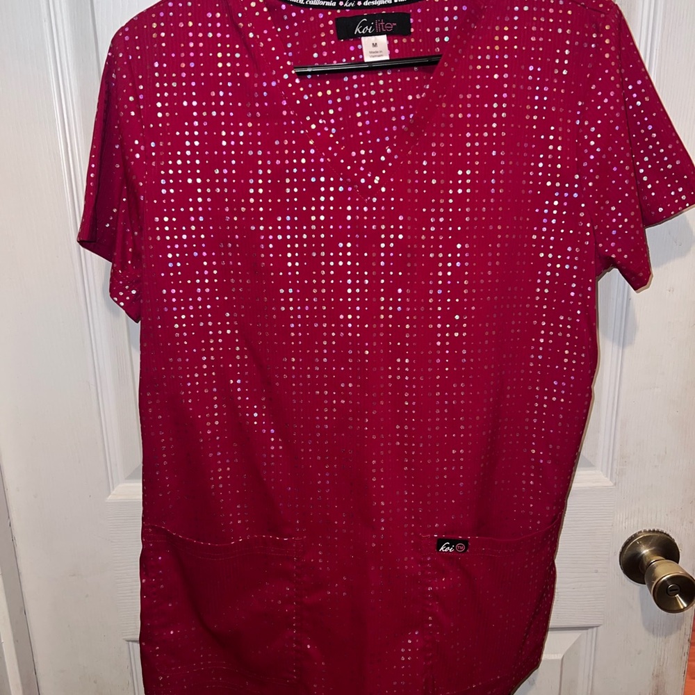 Koi Lite Red Scrub Top